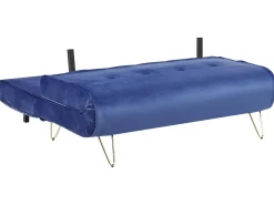 Discount Sofa rozkładana dla 2 osób VESTFOLD Welur Granatowy Sofy Z Funkcją Spania|Wszystkie Sofy