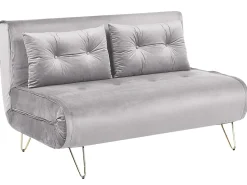 Best Sofa rozkładana dla 2 osób VESTFOLD Welur Szary Sofy Z Funkcją Spania|Wszystkie Sofy