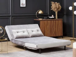 Best Sofa rozkładana dla 2 osób VESTFOLD Welur Szary Sofy Z Funkcją Spania|Wszystkie Sofy