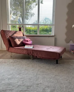 Outlet Sofa rozkładana dla 2 osób VESTFOLD Welur Różowy Sofy Z Funkcją Spania|Wszystkie Sofy