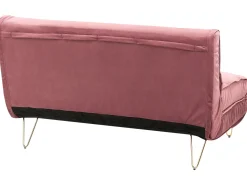 Outlet Sofa rozkładana dla 2 osób VESTFOLD Welur Różowy Sofy Z Funkcją Spania|Wszystkie Sofy