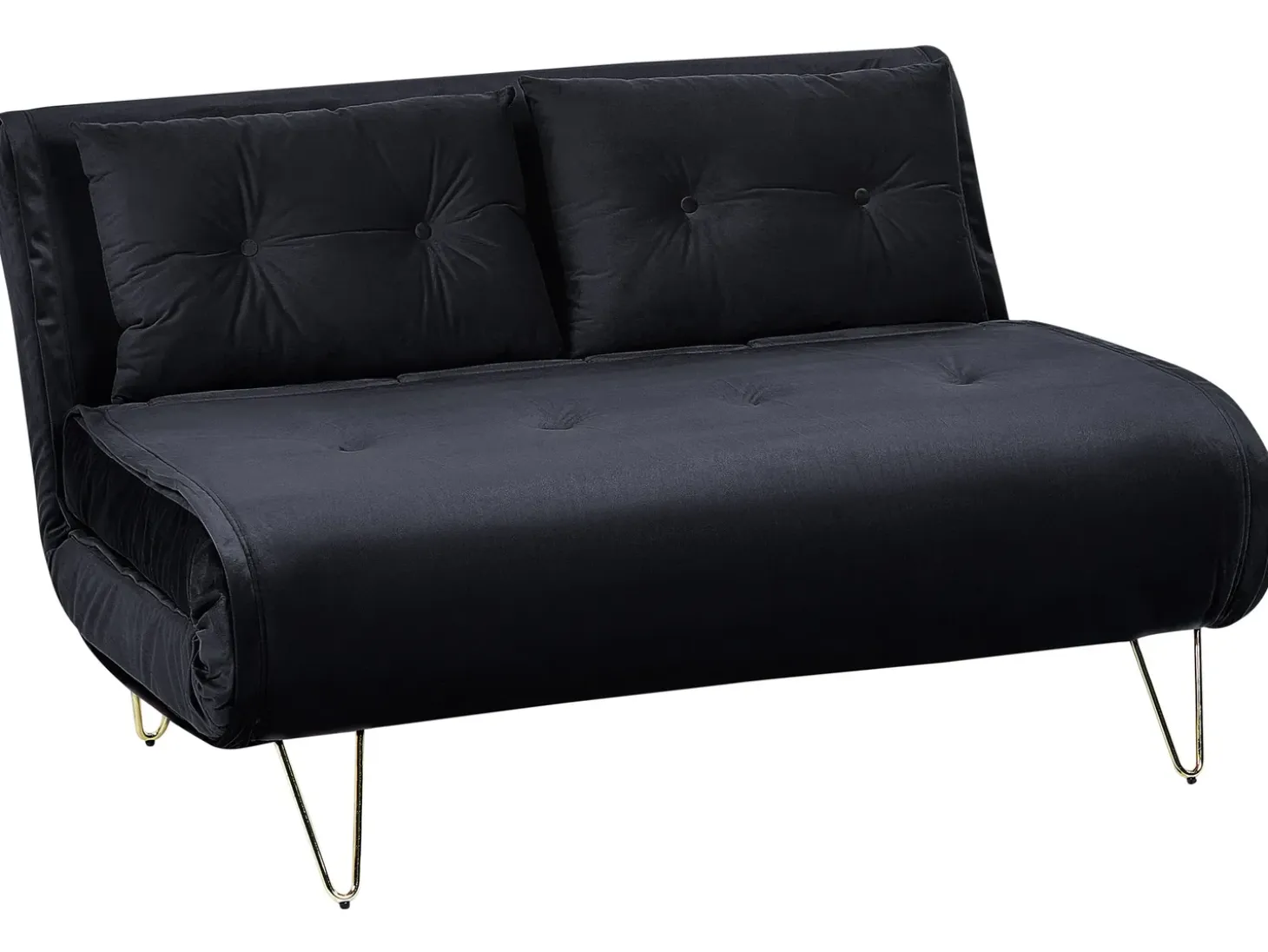 Sale Sofa rozkładana dla 2 osób VESTFOLD Welur Czarny Sofy Z Funkcją Spania|Wszystkie Sofy