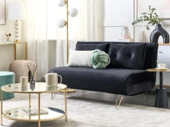 Sale Sofa rozkładana dla 2 osób VESTFOLD Welur Czarny Sofy Z Funkcją Spania|Wszystkie Sofy