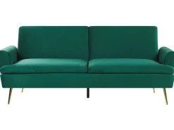 Outlet Sofa rozkładana dla 3 osób VETTRE Welur Ciemnozielony Sofy Z Funkcją Spania|Wszystkie Sofy