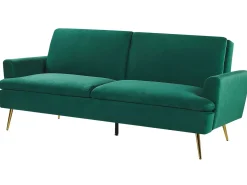 Outlet Sofa rozkładana dla 3 osób VETTRE Welur Ciemnozielony Sofy Z Funkcją Spania|Wszystkie Sofy