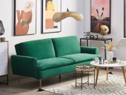 Outlet Sofa rozkładana dla 3 osób VETTRE Welur Ciemnozielony Sofy Z Funkcją Spania|Wszystkie Sofy