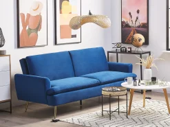 Clearance Sofa rozkładana dla 3 osób VETTRE Welur Granatowy Sofy Z Funkcją Spania|Wszystkie Sofy