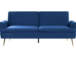 Clearance Sofa rozkładana dla 3 osób VETTRE Welur Granatowy Sofy Z Funkcją Spania|Wszystkie Sofy