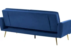 Clearance Sofa rozkładana dla 3 osób VETTRE Welur Granatowy Sofy Z Funkcją Spania|Wszystkie Sofy