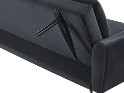 Clearance Sofa rozkładana dla 3 osób VETTRE Welur Czarny Sofy Z Funkcją Spania|Wszystkie Sofy