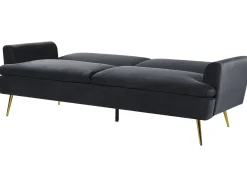 Clearance Sofa rozkładana dla 3 osób VETTRE Welur Czarny Sofy Z Funkcją Spania|Wszystkie Sofy