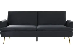 Clearance Sofa rozkładana dla 3 osób VETTRE Welur Czarny Sofy Z Funkcją Spania|Wszystkie Sofy