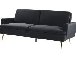 Clearance Sofa rozkładana dla 3 osób VETTRE Welur Czarny Sofy Z Funkcją Spania|Wszystkie Sofy