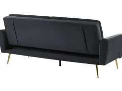 Clearance Sofa rozkładana dla 3 osób VETTRE Welur Czarny Sofy Z Funkcją Spania|Wszystkie Sofy