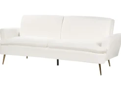 Discount Sofa rozkładana dla 3 osób VETTRE Welur Złamana biel Sofy Z Funkcją Spania|Wszystkie Sofy