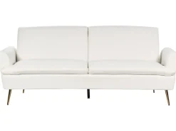 Discount Sofa rozkładana dla 3 osób VETTRE Welur Złamana biel Sofy Z Funkcją Spania|Wszystkie Sofy