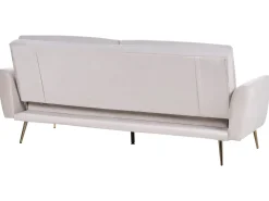 New Sofa rozkładana dla 3 osób VETTRE Welur Jasnobeżowy Sofy Z Funkcją Spania|Wszystkie Sofy