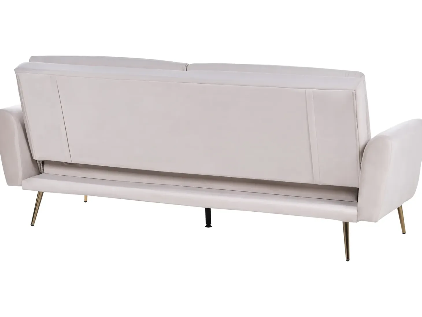 New Sofa rozkładana dla 3 osób VETTRE Welur Jasnobeżowy Sofy Z Funkcją Spania|Wszystkie Sofy