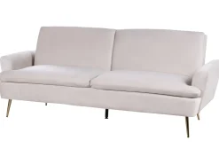 New Sofa rozkładana dla 3 osób VETTRE Welur Jasnobeżowy Sofy Z Funkcją Spania|Wszystkie Sofy