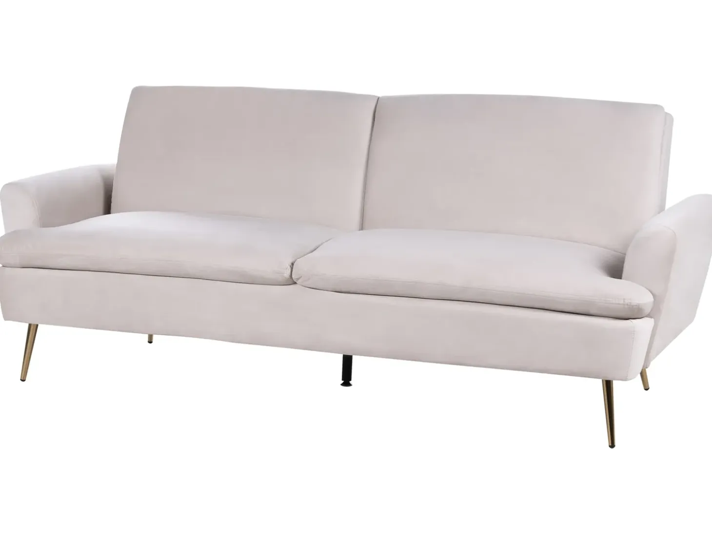 New Sofa rozkładana dla 3 osób VETTRE Welur Jasnobeżowy Sofy Z Funkcją Spania|Wszystkie Sofy