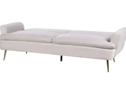 New Sofa rozkładana dla 3 osób VETTRE Welur Jasnobeżowy Sofy Z Funkcją Spania|Wszystkie Sofy