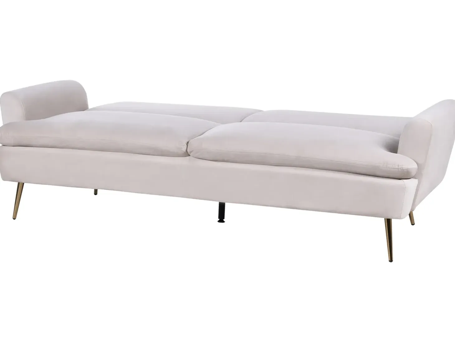 New Sofa rozkładana dla 3 osób VETTRE Welur Jasnobeżowy Sofy Z Funkcją Spania|Wszystkie Sofy