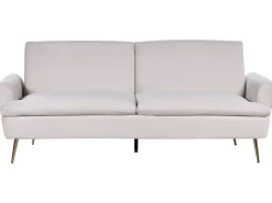 New Sofa rozkładana dla 3 osób VETTRE Welur Jasnobeżowy Sofy Z Funkcją Spania|Wszystkie Sofy