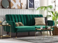 Discount Sofa rozkładana dla 3 osób VIMMERBY Welur Szmaragdowy Sofy Z Funkcją Spania|Wszystkie Sofy