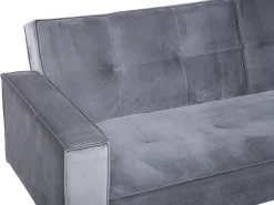 New Sofa rozkładana dla 3 osób VISNES Welur Szary Sofy Z Funkcją Spania|Wszystkie Sofy