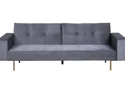 New Sofa rozkładana dla 3 osób VISNES Welur Szary Sofy Z Funkcją Spania|Wszystkie Sofy
