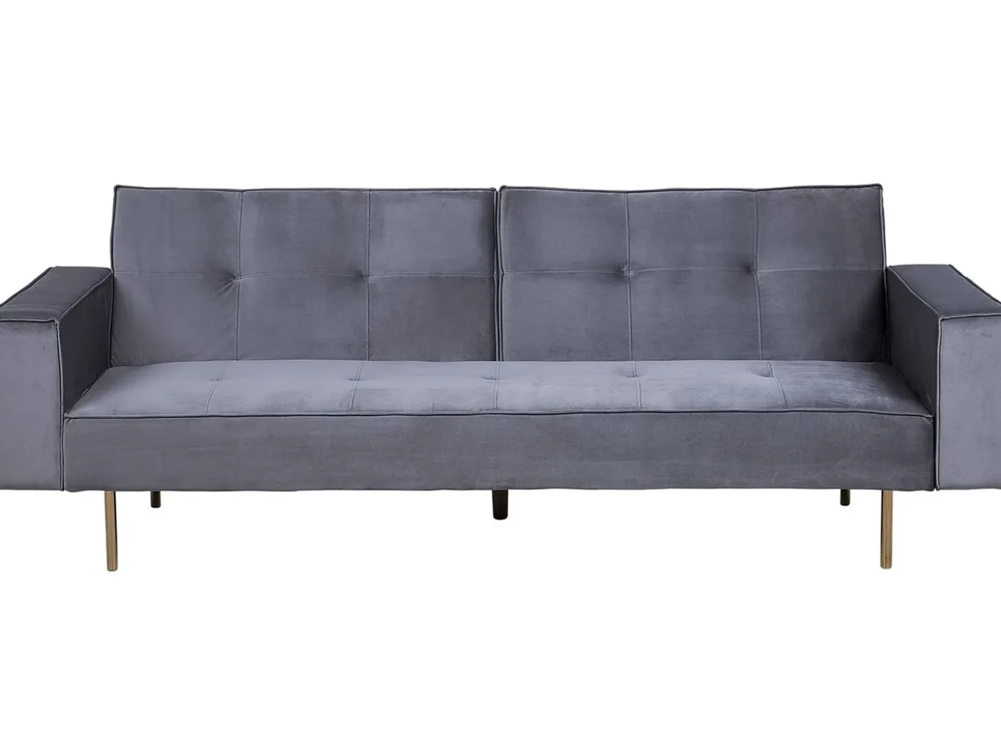 New Sofa rozkładana dla 3 osób VISNES Welur Szary Sofy Z Funkcją Spania|Wszystkie Sofy