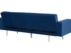 Best Sofa rozkładana dla 3 osób VISNES Welur Granatowy Sofy Z Funkcją Spania|Wszystkie Sofy