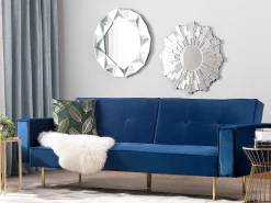 Best Sofa rozkładana dla 3 osób VISNES Welur Granatowy Sofy Z Funkcją Spania|Wszystkie Sofy