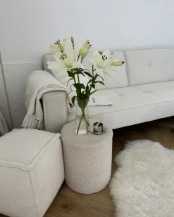 Clearance Sofa rozkładana dla 3 osób VISNES Welur Złamana biel Sofy Z Funkcją Spania|Wszystkie Sofy