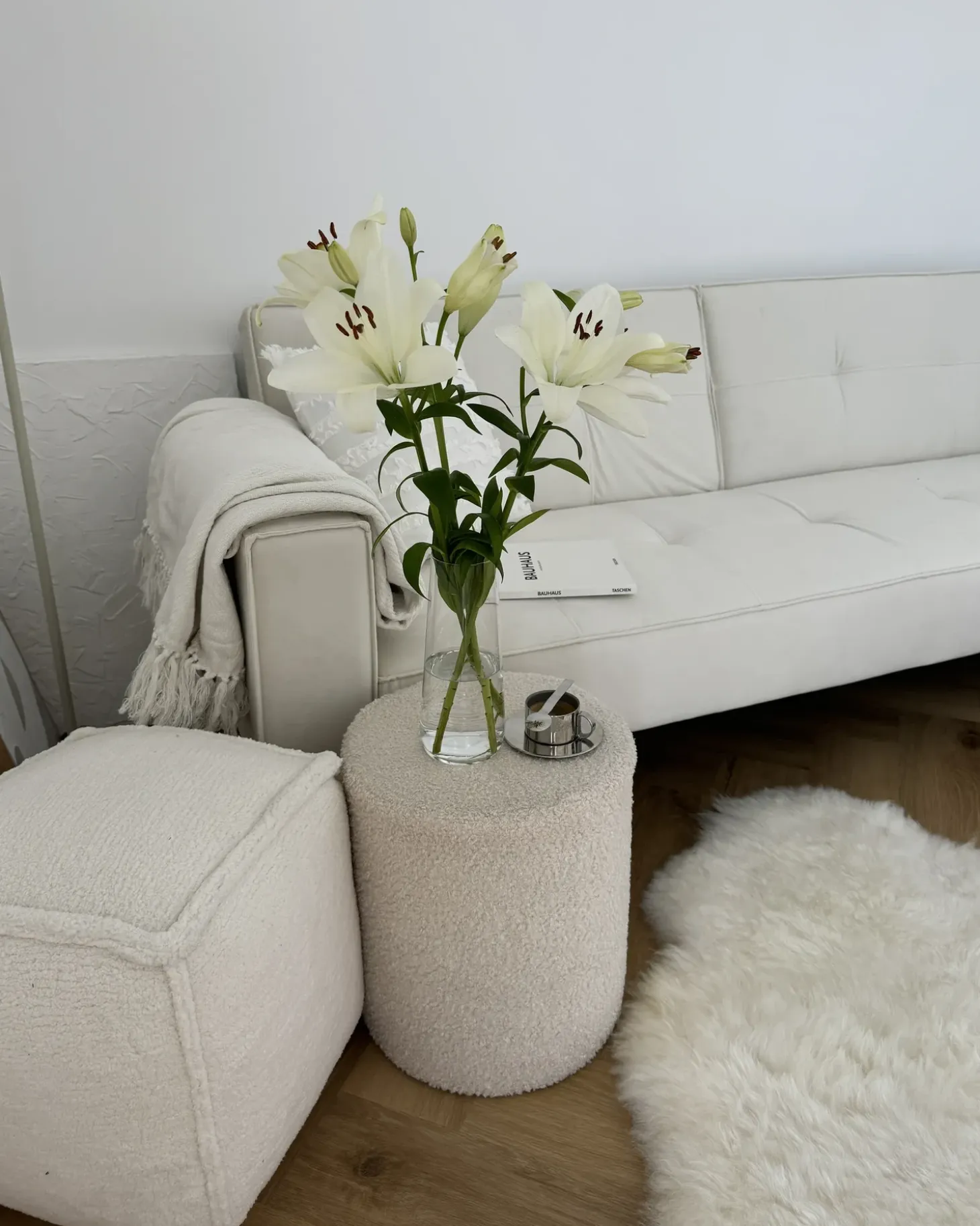 Clearance Sofa rozkładana dla 3 osób VISNES Welur Złamana biel Sofy Z Funkcją Spania|Wszystkie Sofy