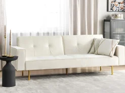 Clearance Sofa rozkładana dla 3 osób VISNES Welur Złamana biel Sofy Z Funkcją Spania|Wszystkie Sofy