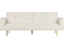 Clearance Sofa rozkładana dla 3 osób VISNES Welur Złamana biel Sofy Z Funkcją Spania|Wszystkie Sofy