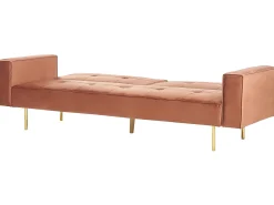 Hot Sofa rozkładana dla 3 osób VISNES Welur Złoty brąz Sofy Z Funkcją Spania|Wszystkie Sofy
