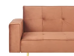 Hot Sofa rozkładana dla 3 osób VISNES Welur Złoty brąz Sofy Z Funkcją Spania|Wszystkie Sofy