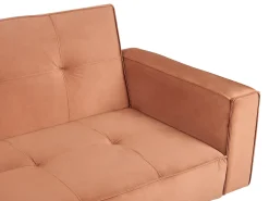 Hot Sofa rozkładana dla 3 osób VISNES Welur Złoty brąz Sofy Z Funkcją Spania|Wszystkie Sofy