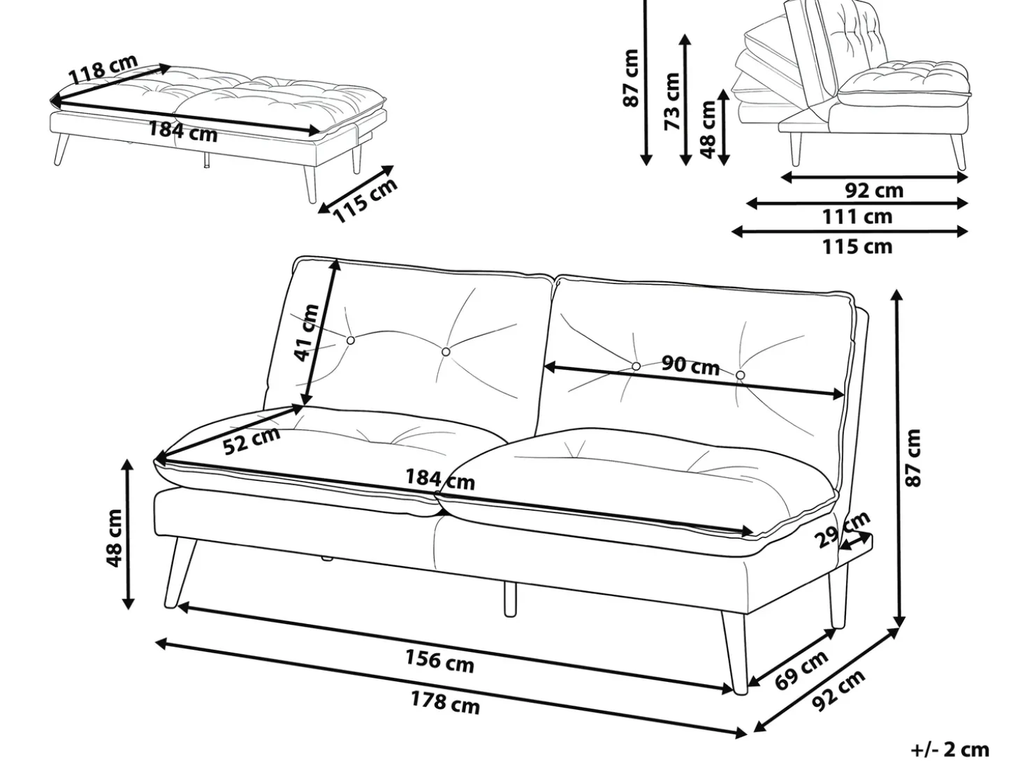 Outlet Sofa rozkładana dla 3 osób YILA Sofy Z Funkcją Spania|Wszystkie Sofy