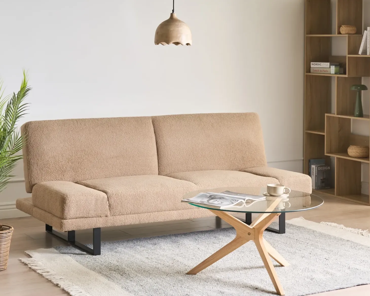 Online Sofa rozkładana dla 2 osób YORK Boucle Piaskowy Sofy Z Funkcją Spania|Wszystkie Sofy