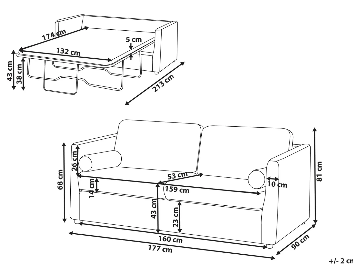 Outlet Sofa rozkładana INKOO Złamana biel Sofy Z Funkcją Spania|Wszystkie Sofy