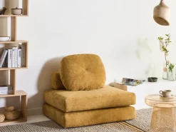 Clearance Sofa rozkładana jednoosobowa OLDEN Szenil Musztardowy Sofy Z Funkcją Spania|Wszystkie Sofy