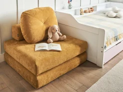 Clearance Sofa rozkładana jednoosobowa OLDEN Szenil Musztardowy Sofy Z Funkcją Spania|Wszystkie Sofy