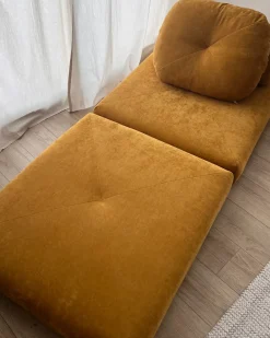 Clearance Sofa rozkładana jednoosobowa OLDEN Szenil Musztardowy Sofy Z Funkcją Spania|Wszystkie Sofy