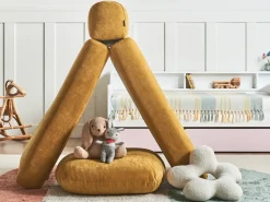 Clearance Sofa rozkładana jednoosobowa OLDEN Szenil Musztardowy Sofy Z Funkcją Spania|Wszystkie Sofy