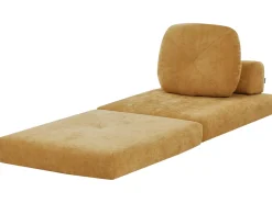 Clearance Sofa rozkładana jednoosobowa OLDEN Szenil Musztardowy Sofy Z Funkcją Spania|Wszystkie Sofy