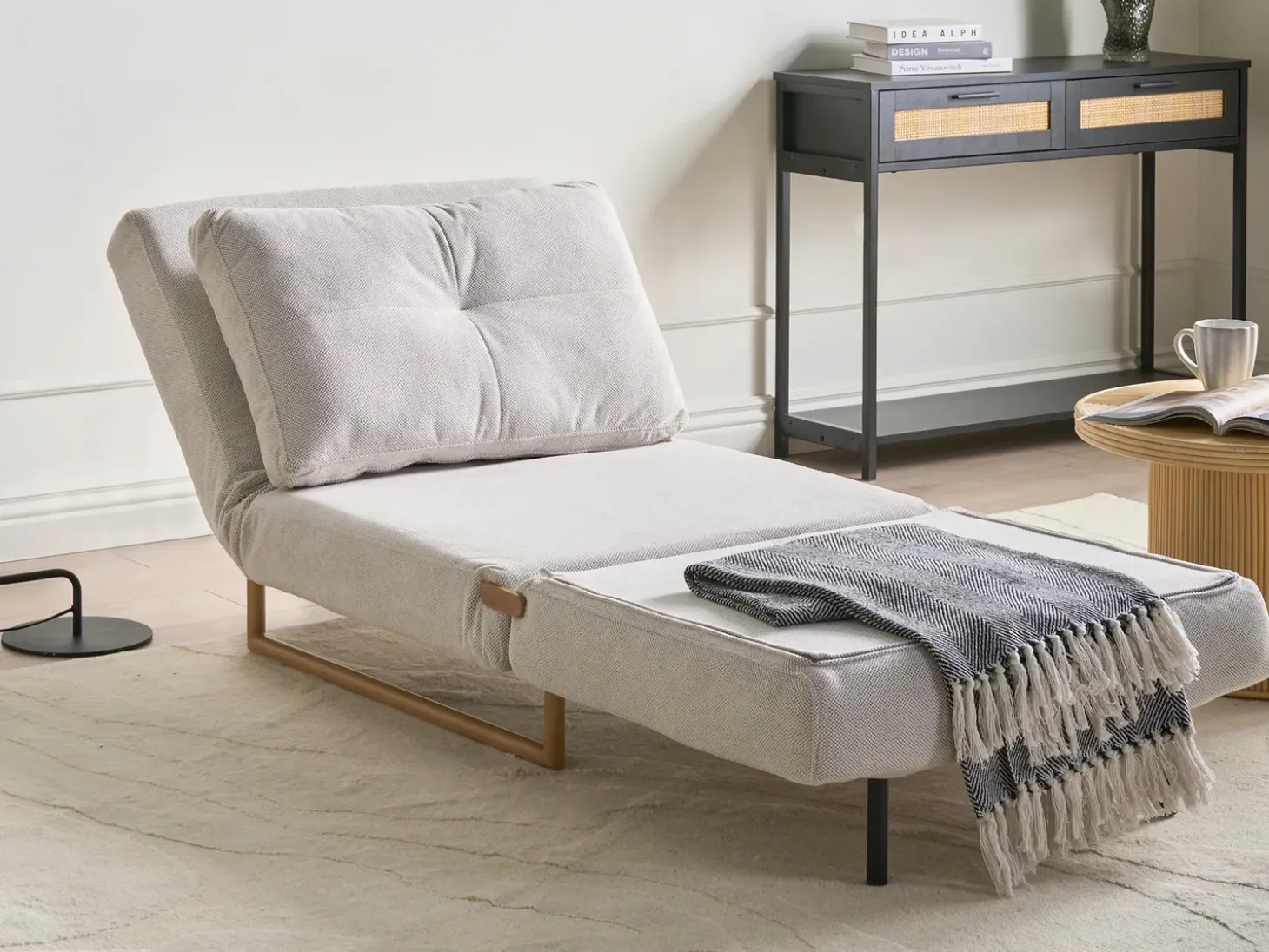New Sofa rozkładana jednoosobowa JERSLEV Złamana biel Sofy Z Funkcją Spania|Wszystkie Sofy