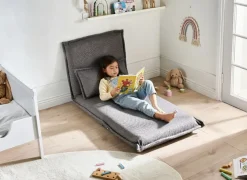 Clearance Sofa rozkładana jednoosobowa DELLEN Ciemno Dzieci Krzesła I Stoły Dziecięce|Sofy Z Funkcją Spania